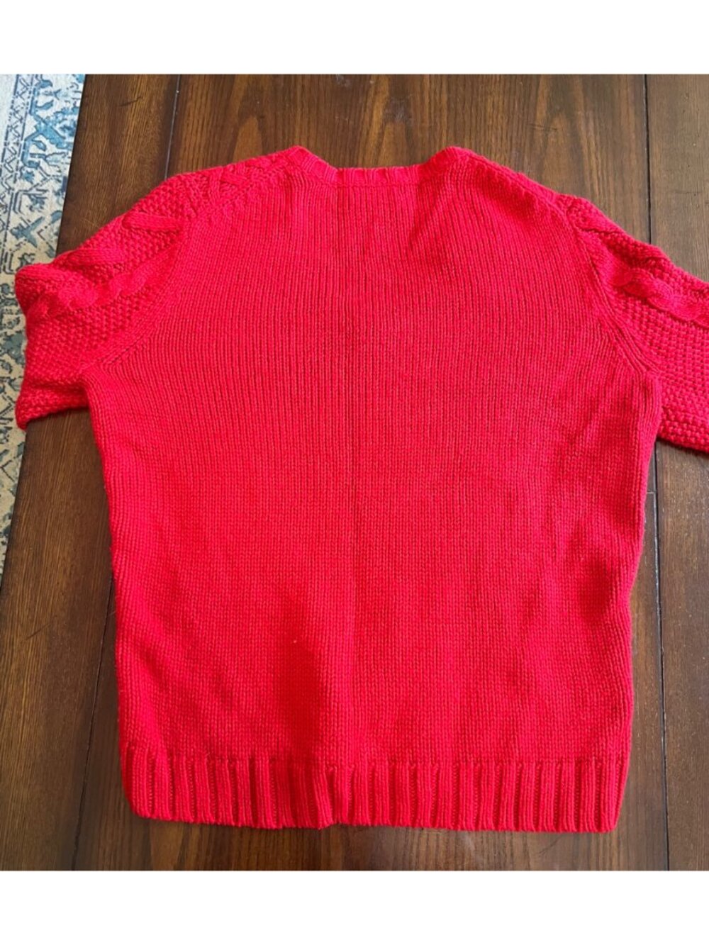 Vintage St.John's Bay Petite Red Cable Knit V-neck Long Sleeve Sweater Large - Picture 5 of 7